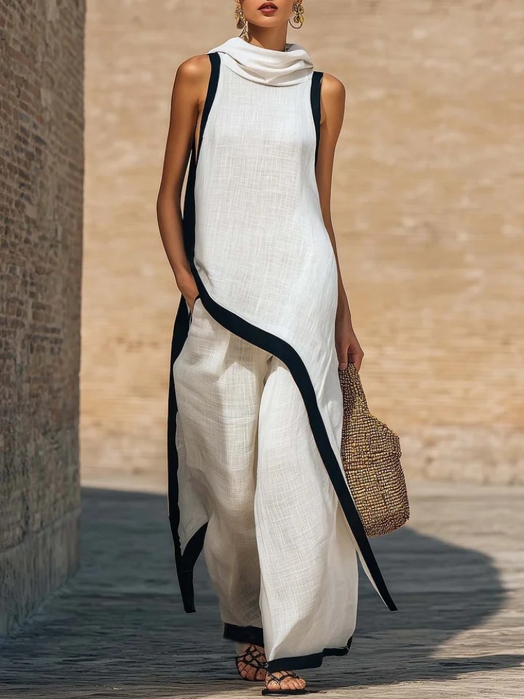 Kadın keten kontrast renkli ko - Ethnic Fashion Design incelemesi ve fiyatı